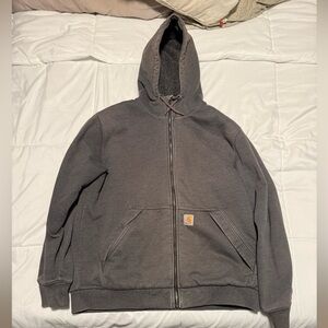 Carhartt Gray Full-Zip Hooded Work Jacket